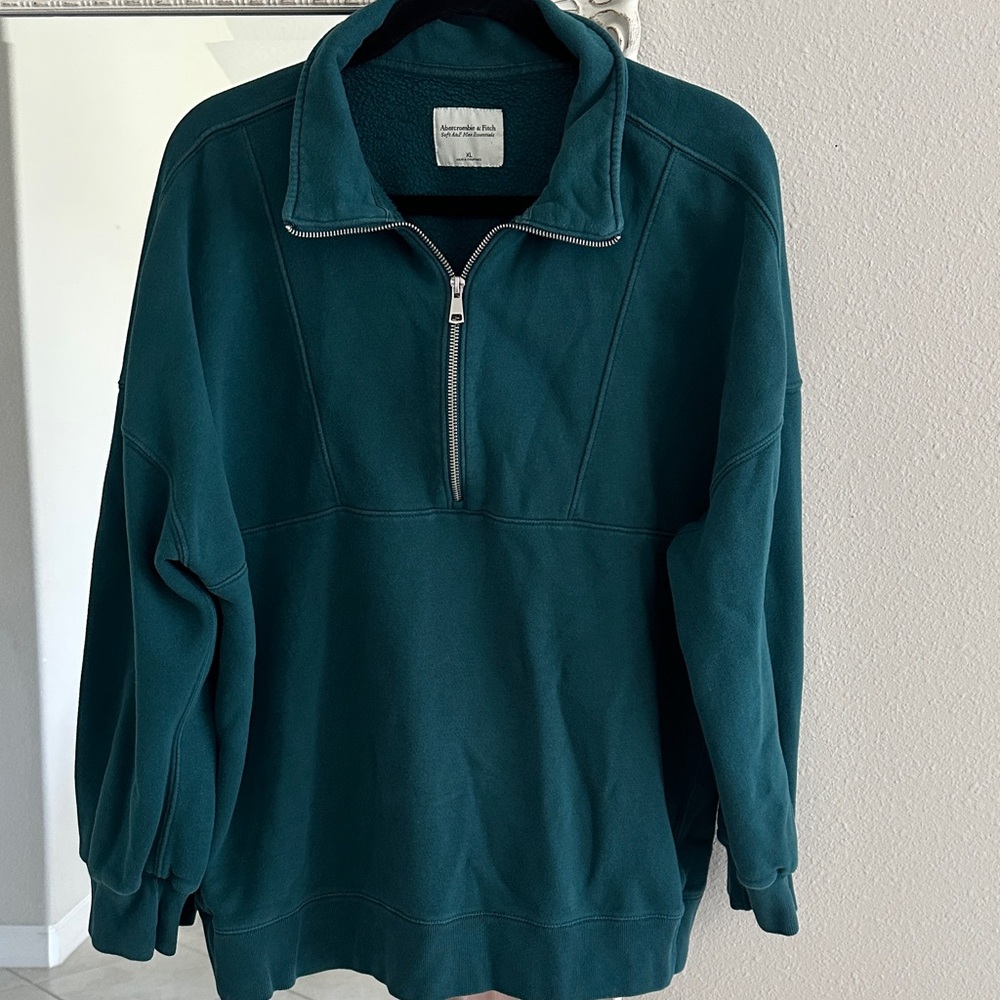 Abercrombie & Fitch Dark Teal Half-Zip Sweatshirt
